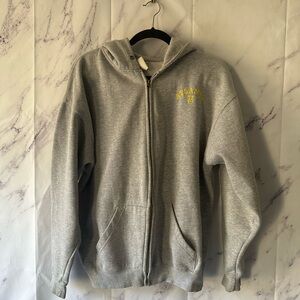 ATLANTA, GA EMBROIDERED FULL ZIP HOODIE SWEATSHIRT JACKET GREY/YELLOW MENS LARGE